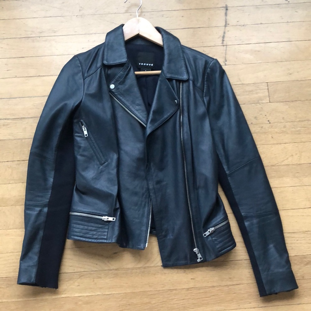 New without tags Trouve navy leather jacket